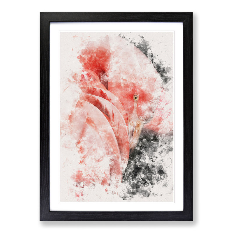 Pink Flamingo - Framed Print, 87cm H x 62cm W x 2cm D, Black Framed