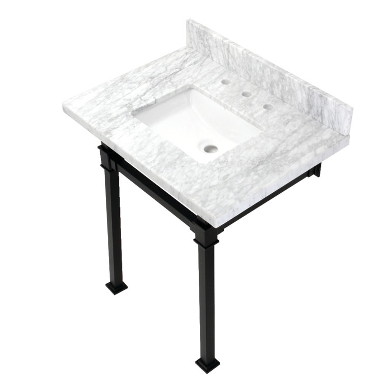 Monarch Marble Rectangular Console Bathroom Sink with Overflow