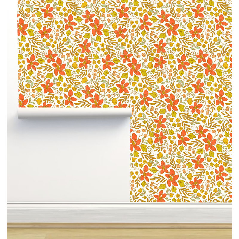 Rouleau de papier peint adhésif texturé L 6 pi x l 24 po Amy Mac Ready Designs, Orange / doré