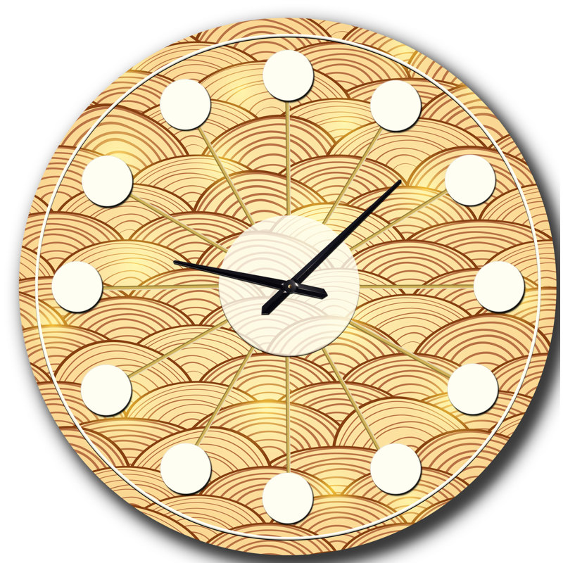 Golden Clouds In The Sky - horloge murale moderne Mid-Century, Moyenne