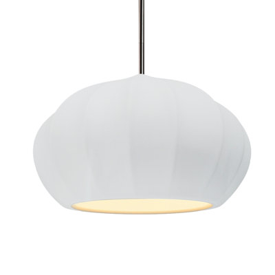 Radiance - Luminaire suspendu ovale cannelé 1 lumière - Blanc brillant - Nickel brossé - DEL dédiée - Tige rigide