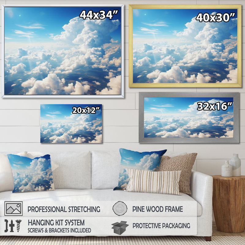 Toile panoramique Horizon III - art mural Sky, Cadre de coin fermé argenté, H 16 po x l 32 po x P 1 po