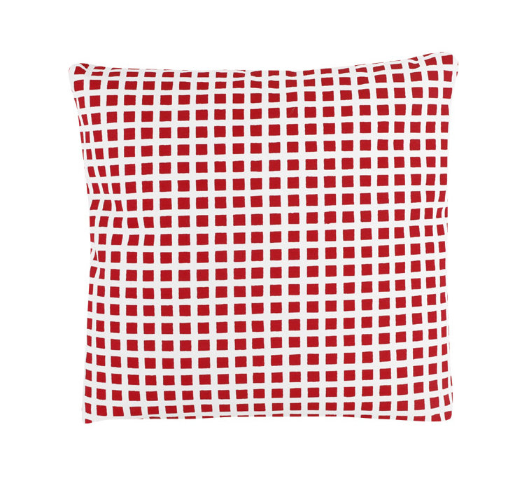 Coussin 100% coton Vera Squares, Rouge