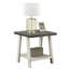 Table de bout beige et gris anthracite pour chambre à coucher contemporaine en bois avec plateau