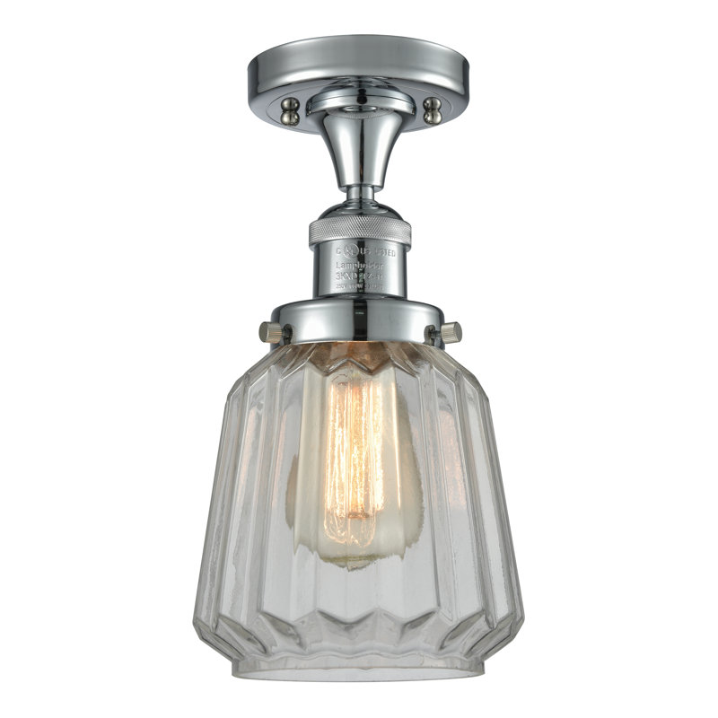 Plafonnier semi-encastré cylindrique simple à 1 lumière 6,25 po Arbogast, Transparent, Ampoule DEL rétro de 3,5 watts