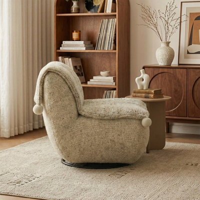 31.5"H Cloud Shaped Knitted Fabric Swivel Accent Chair