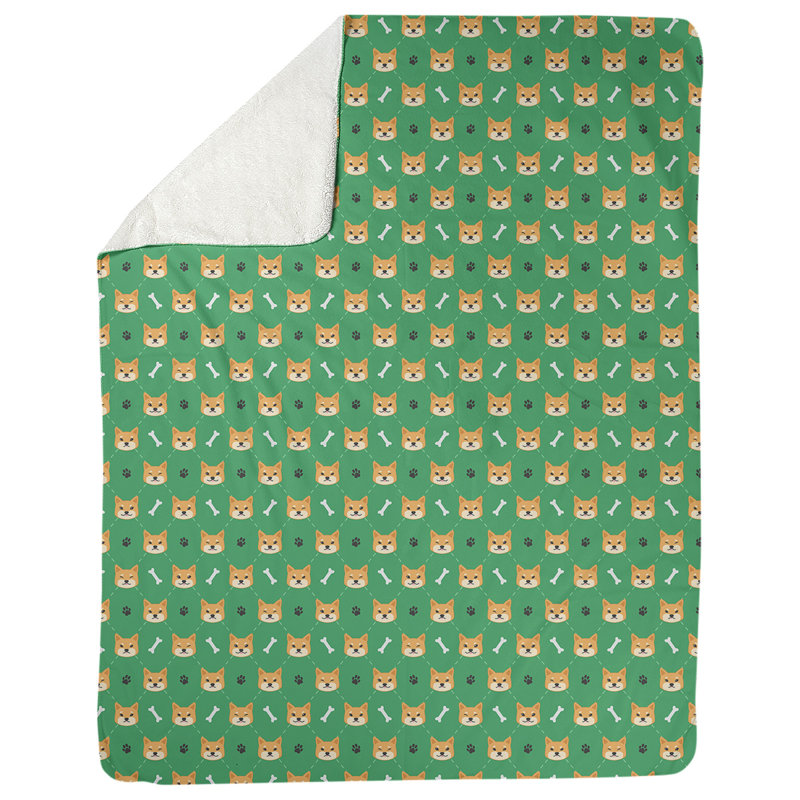 Couverture polaire Katelyn Elizabeth Shiba Inu, L 62,5 po x L 82,5 po, Vert