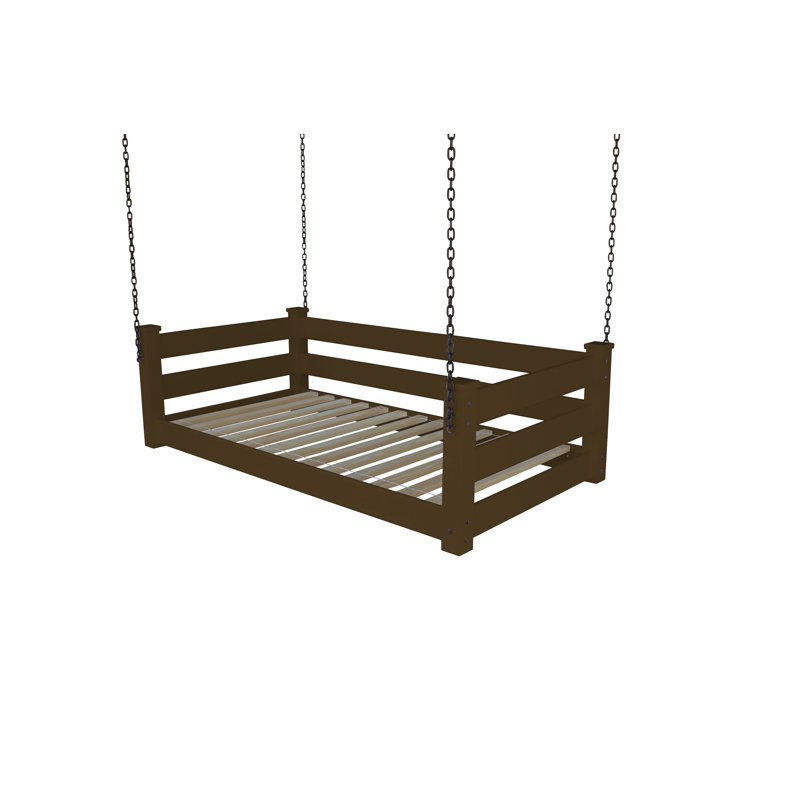 Adrow Solid Wood Hanging Daybed, Twin, Coffee