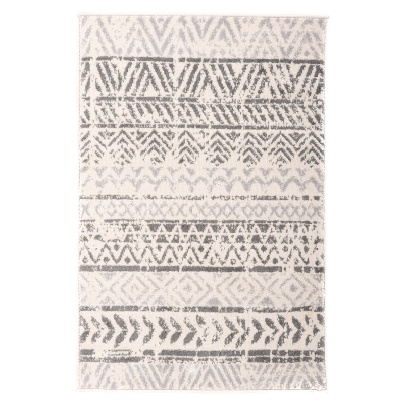 Humphrey Southwestern Light Gray/Dark Gray/Ivory Area Rug in Gray, Rectangle 2' x 3'