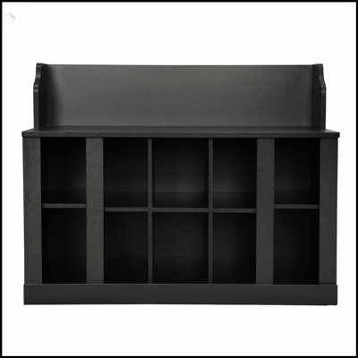 ON-TREND Shoe Storage Bench With Adjustable Shelves, 4 Hooks, And Wall-Mounted Coat Rack For Hallway And Foyer