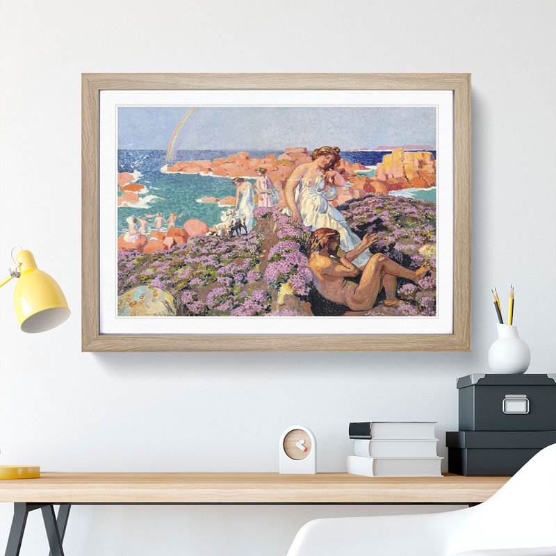 Ulysses with Calypso by Maurice Denis - Picture Frame Painting, 36cm H x 48cm W x 2cm D, Oak Framed