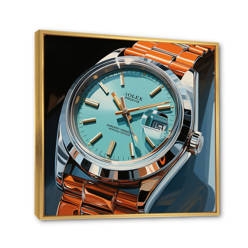 Montre de luxe Azure Age - Imprimé, H 30 po x l 30 po x P 1 po, Cadre flottant doré