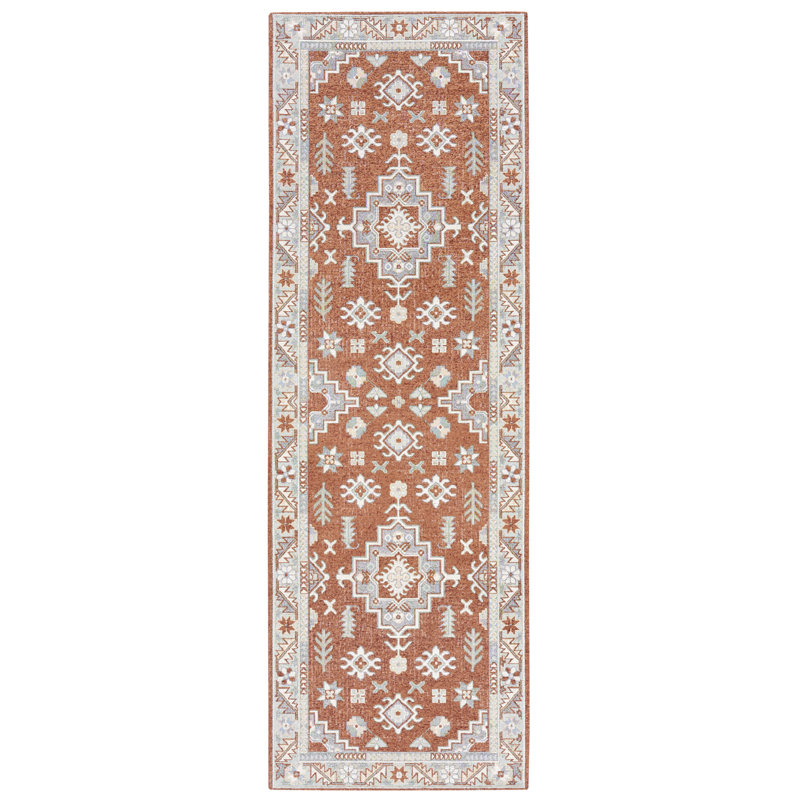 TOWN & COUNTRY LUXE Livie Forever Vintage Everwash Washable Multi-Use, Non-Slip Kitchen Runner, Orange