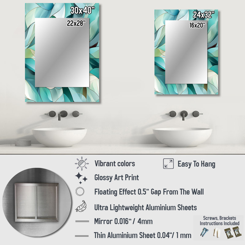 Hruni - Abstract Decorative Mirror On Metal, 40 po x 30 po