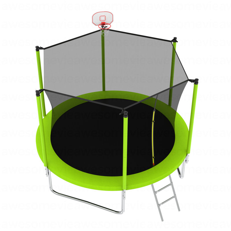 Trampoline 10 pieds pour enfants, panier et échelle de basketball, trampoline pour enfants avec enceinte de sécurité, assemblage rapide pour s'amuser dans la cour, approuvé ASTM