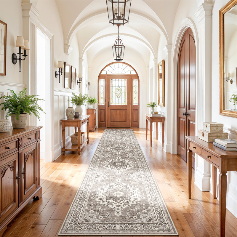 3x16 Washable Oriental Hallway Runner Rug - Rugs for Living Room Soft Carpet for Bedroom Kitchen Waterproof Floral Distressed Indoor Stain Resistant Non-Shedding Floor Carpets