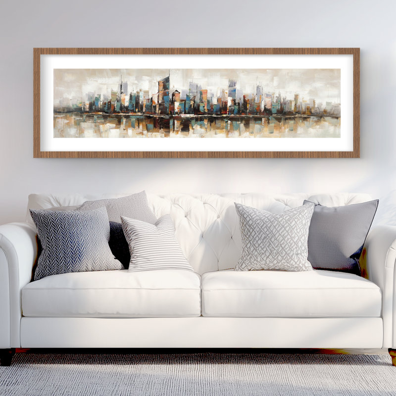 Bâtiments abstraits avec textures - villes beiges, reproduction encadrée, H 60 po x l 20 po