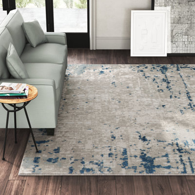 Durand Abstract Modern Machine Woven Area Rug in Beige/Gray