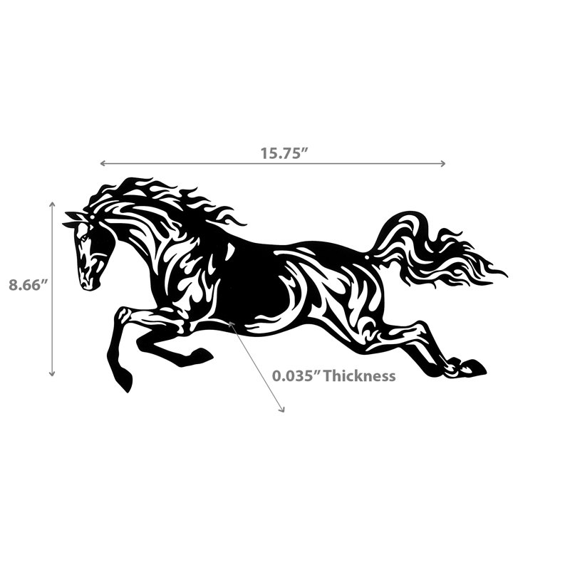 Décoration murale en métal noir cheval au galop