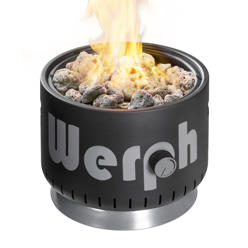 WERPH 17-Inch Portable Propane Gas Fire Pit, 58,000 BTU, Smokeless, Lightweight with Locking 2-in-1 Lid & Pumice Stones, Perfect for Camping, Picnic and Backyard, Black