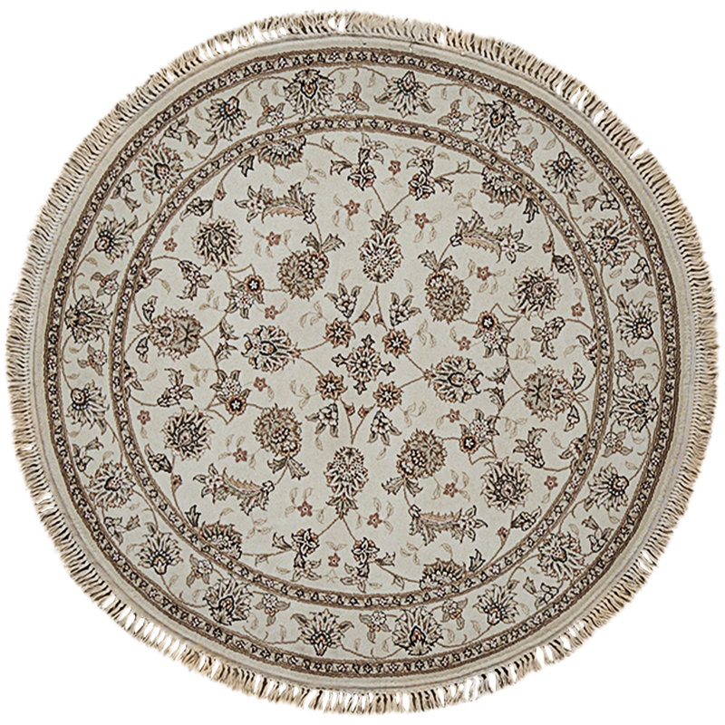 High-Quality Hand-Knotted Ivory Area Rug