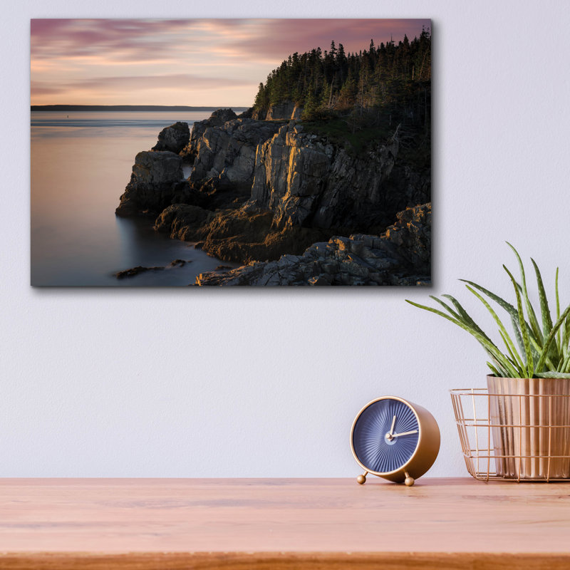 «Dawn On The Bold Coast» par Rick Berk, art mural en verre acrylique, H 12 po x l 16 po x P 0,13 po