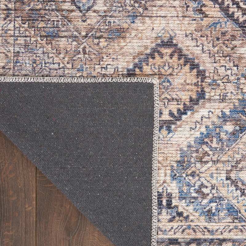 Machine Washable Southwestern Ivory/Gray/Latte Brown Area Rug, Rectangle 5'3" x 7'3"