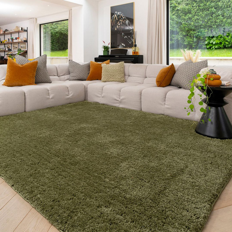 Solid Colour Machine Tufted Shag Area Rug, 200cm x 290cm
