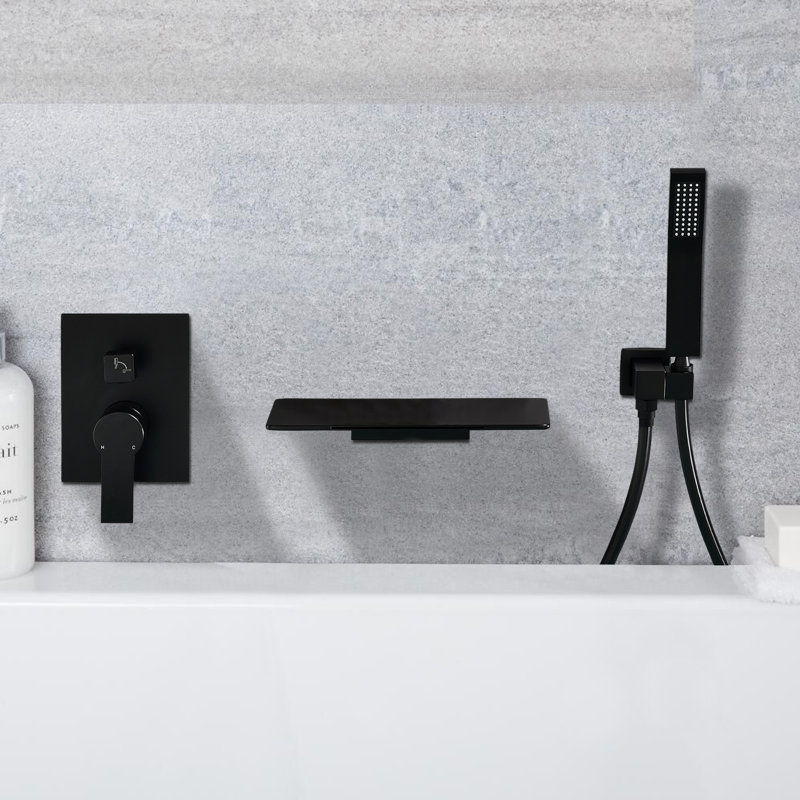 1 Handle Wall Tub Filler with Diverter, Matte Black