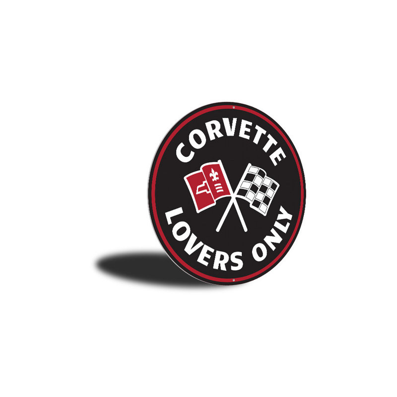Enseigne en aluminium Corvette Lovers Only, H 12 po x l 12 po x P 0,04 po