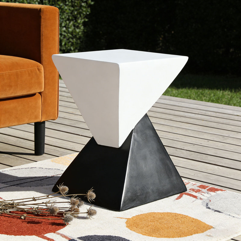 Table d'appoint d'extérieur MGO, beige, Noir, blanc