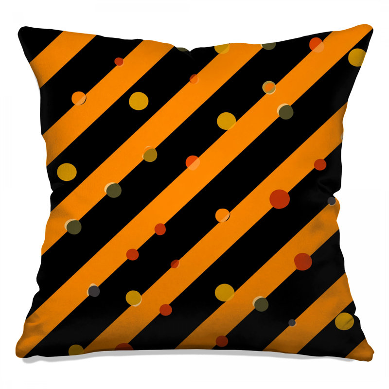 Coussin décoratif à rayures orange, motif à double face, 14 X 14 pouces