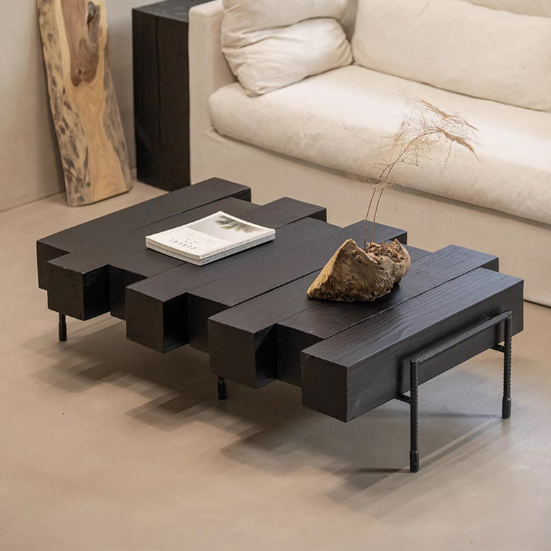 Wabi-sabi style simple solid wood coffee table