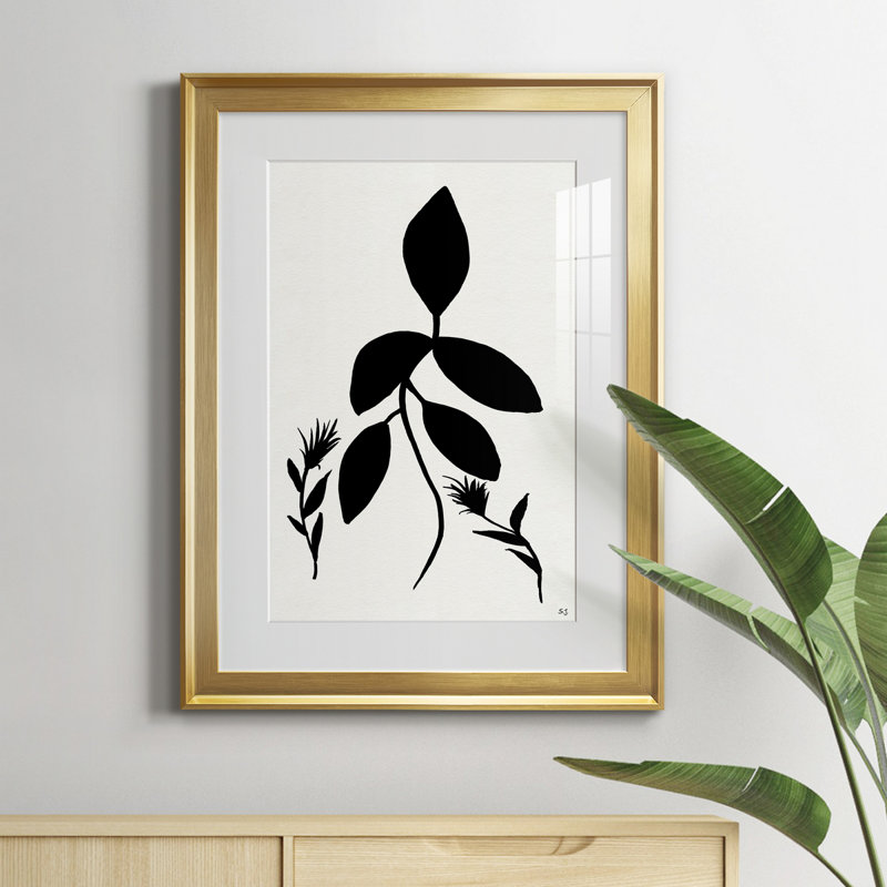 Silhouette Garden I - peinture encadrée, Papier encadré doré, H 22,5 po x l 30,5 po x P 1,5 po