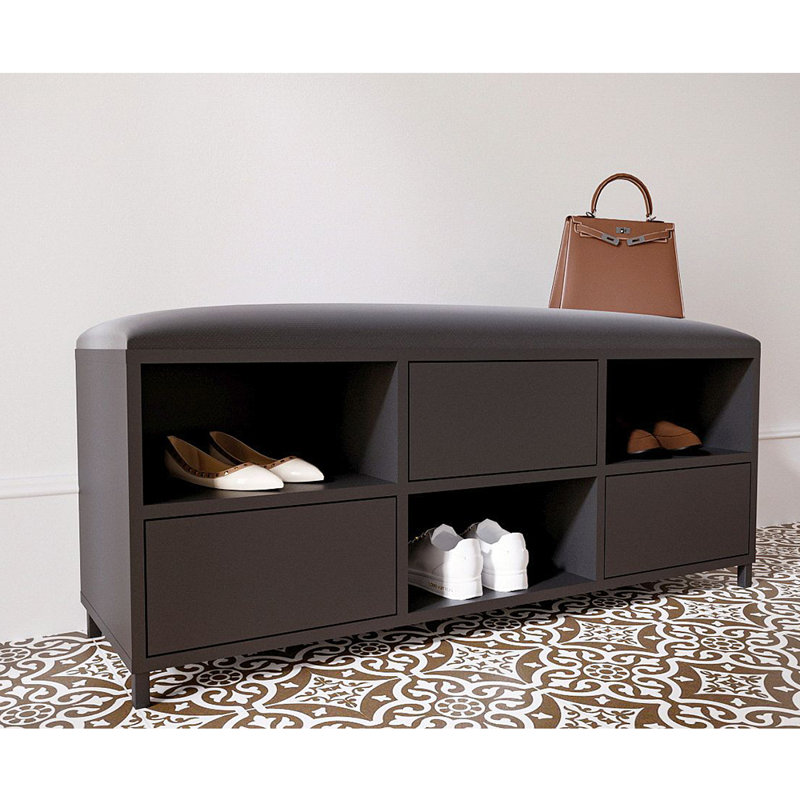 Upholstered Storage Bench, Black