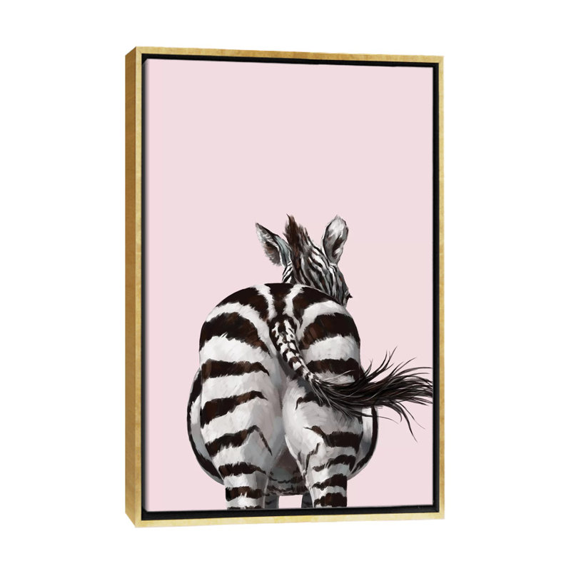 Art à bout zèbre, H 26 po x l 18 po x 1,5 po, Toile encadrée d'or