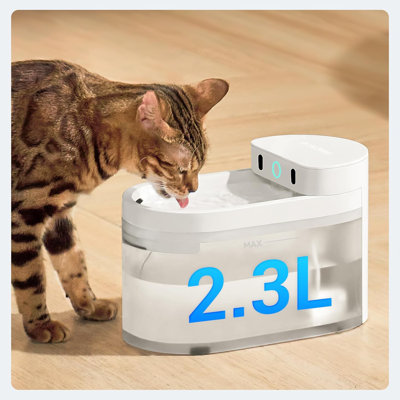 CATLINK W03 Wireless Cat Water Fountain, 2300ml, 5000mAh Battery, App Control, Fine Filter & Low Noise 30dB