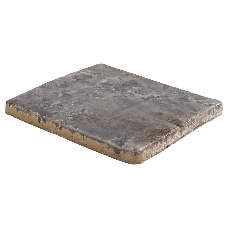 Greta 5x5 Glossy Textured Porcelain Tile, Smoke Gray