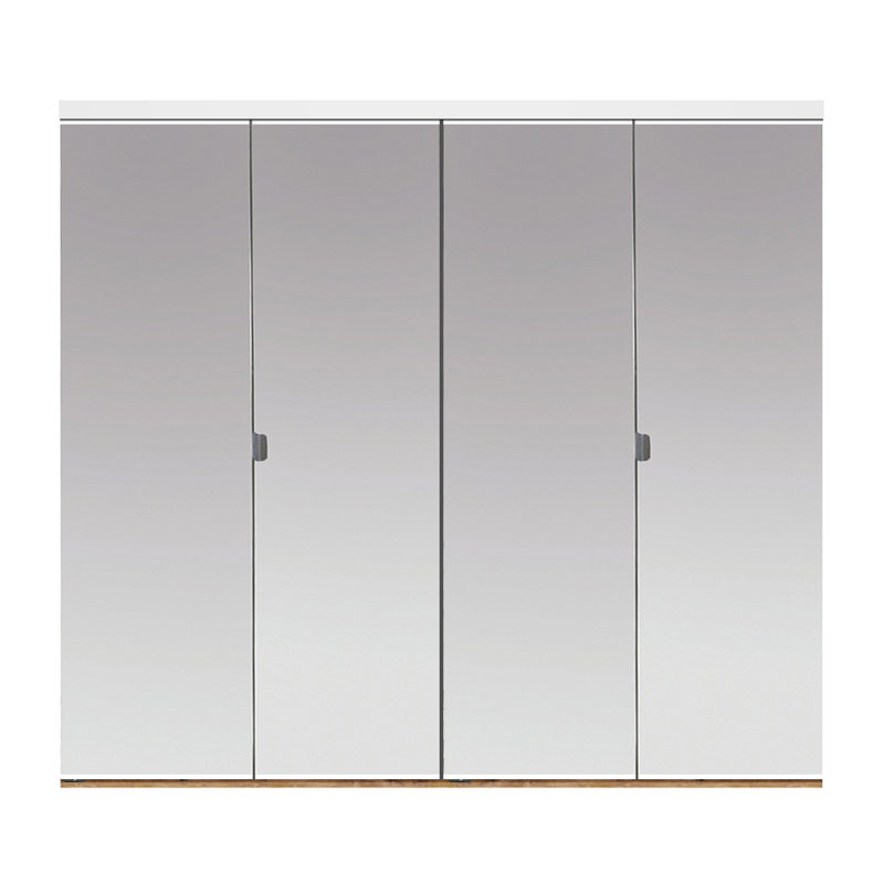 Porte pliante en miroir, blanc, 48 po x 80 po, Biseauté