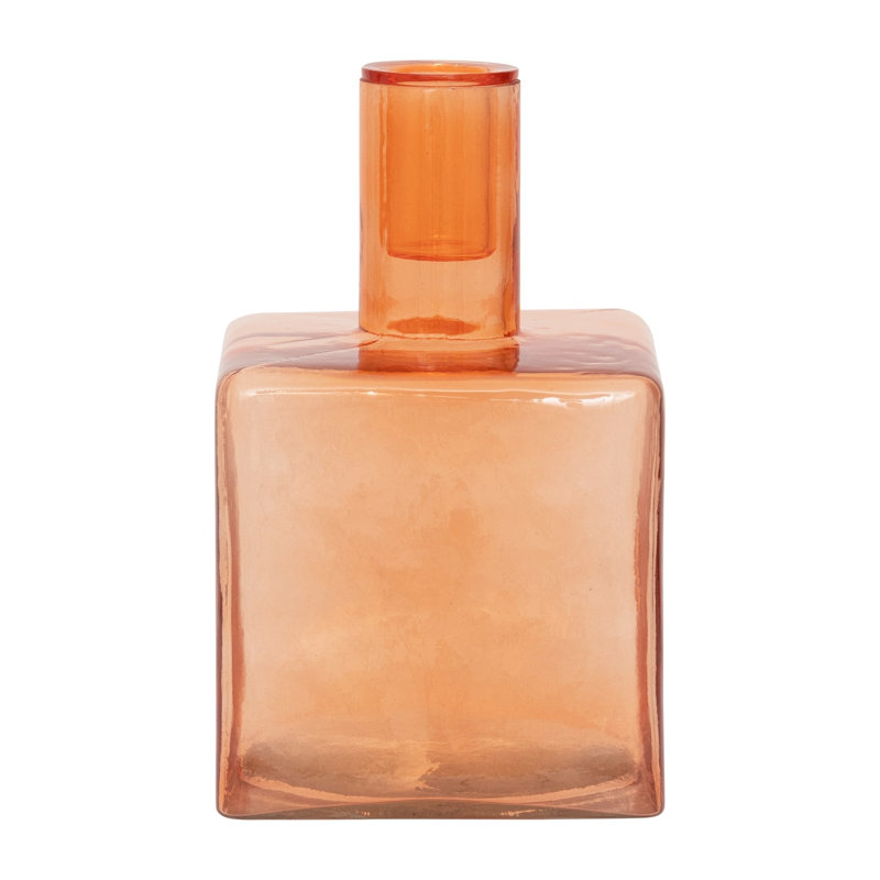 6.24'' H Glass Tabletop Candlestick, Orange