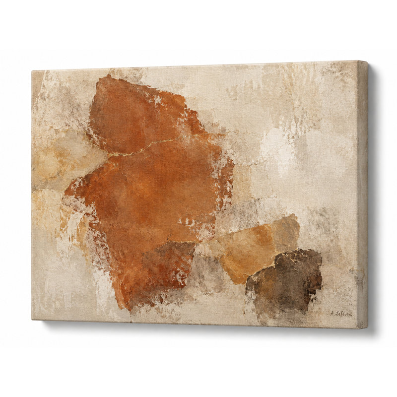 Beige rouille, organique, abstrait, enveloppé Ingwer, L 48 po x H 36 po x P 1,5 po
