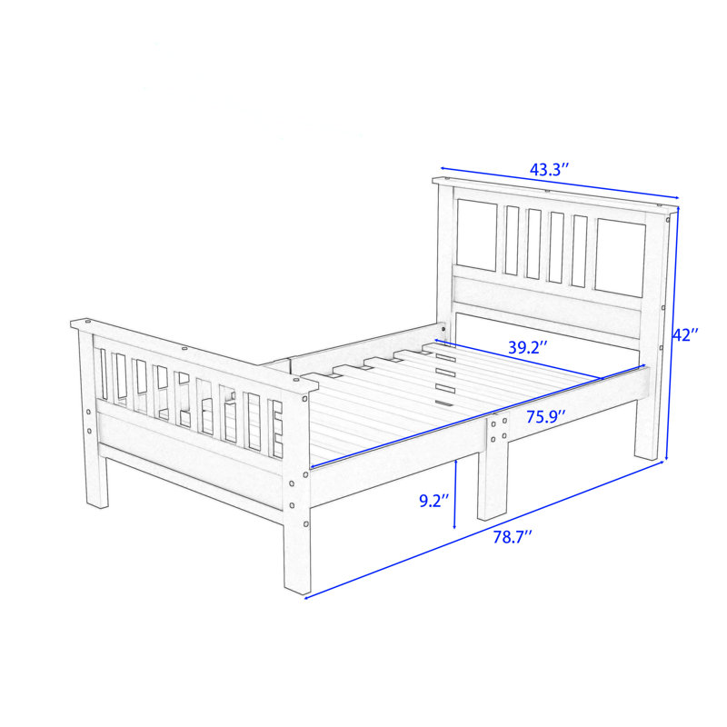 Domonick Wooden Platform Bed with Headboard, Twin, White