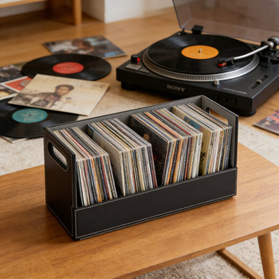 Multi-Media Storage Box For Dvds, Blu-Rays, Games & Cds - Holds 28, Leather-Like