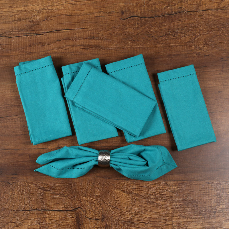 Serviettes en tissu bleu sarcelle avec coins en onglet pour les mariages, L 18 po x L 18 po, Bleu sarcelle