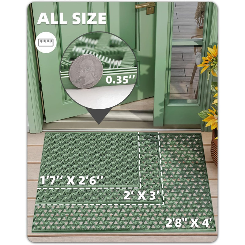 Paillasson antidérapant pour l'extérieur, Vert, L 31,5 po x L 48 po