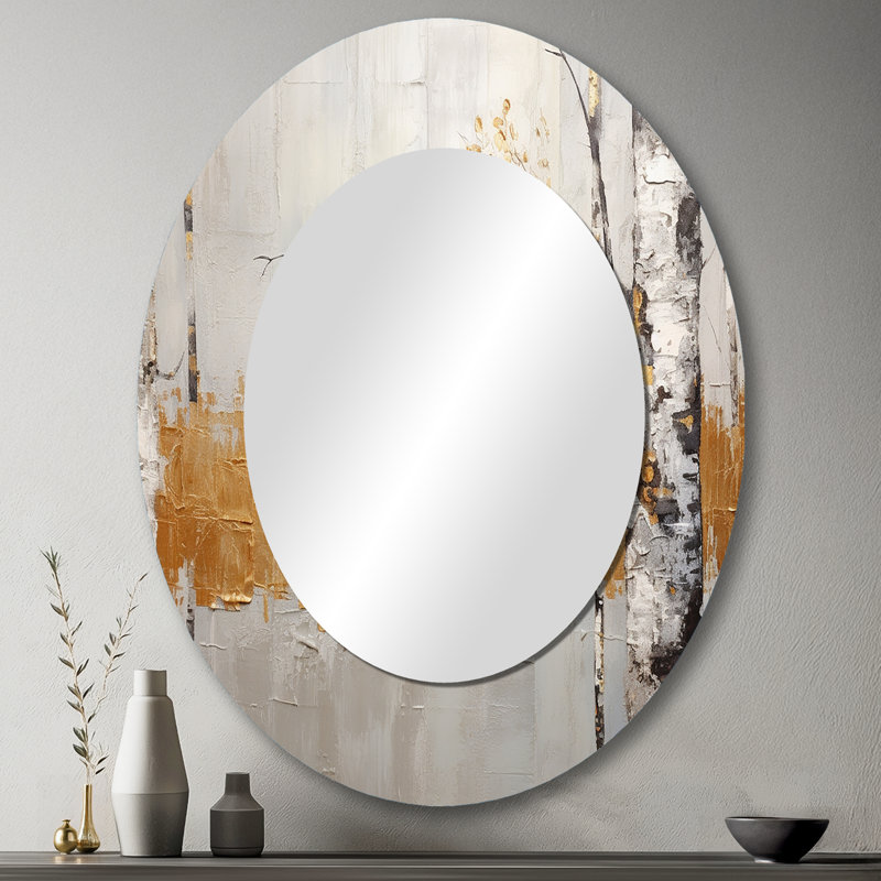 Décoration murale miroir d'arbre en arbre Whispers Of Grey III - Doré, 43 po x 33 po