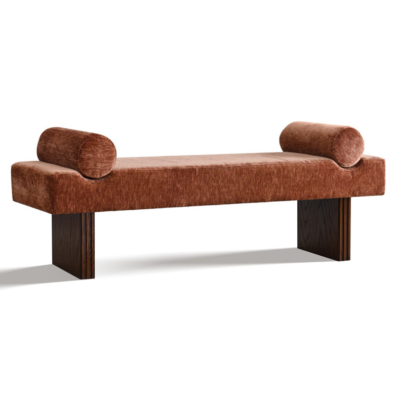 60" W Chenille Upholstered Bench, Terra