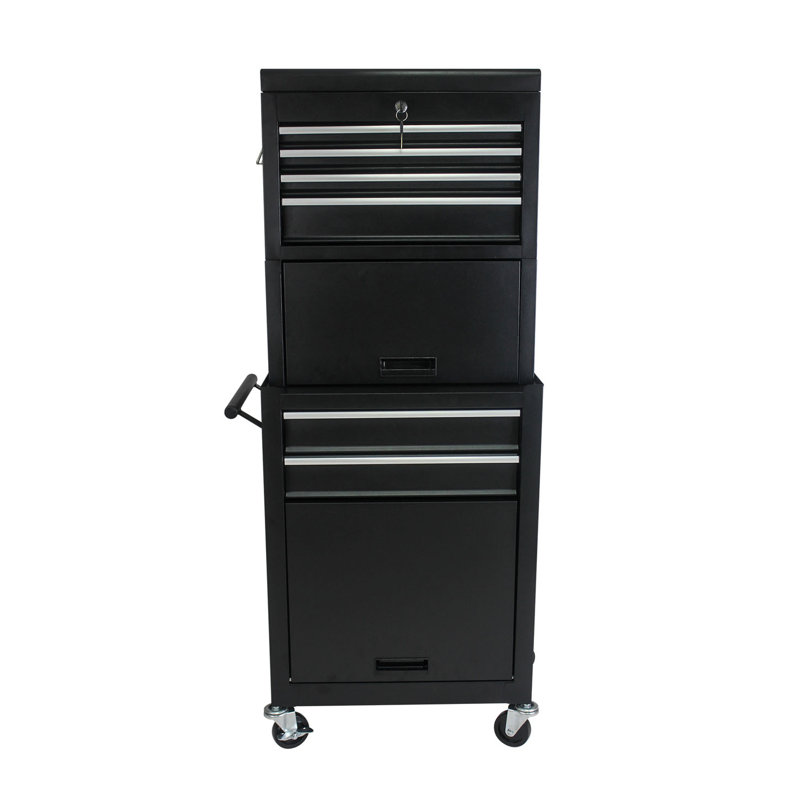 Armoire à outils, coffre à outils roulant verrouillable à 6 tiroirs avec 4 roues universelles, Noir, noir, noir, noir