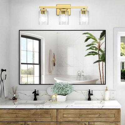 Beslowe 3-Light Bathroom Vanity Light Fixture, Modern Matte Gold Wall Lamp For Bathroom, Living Room, Bedroom, And Hallway