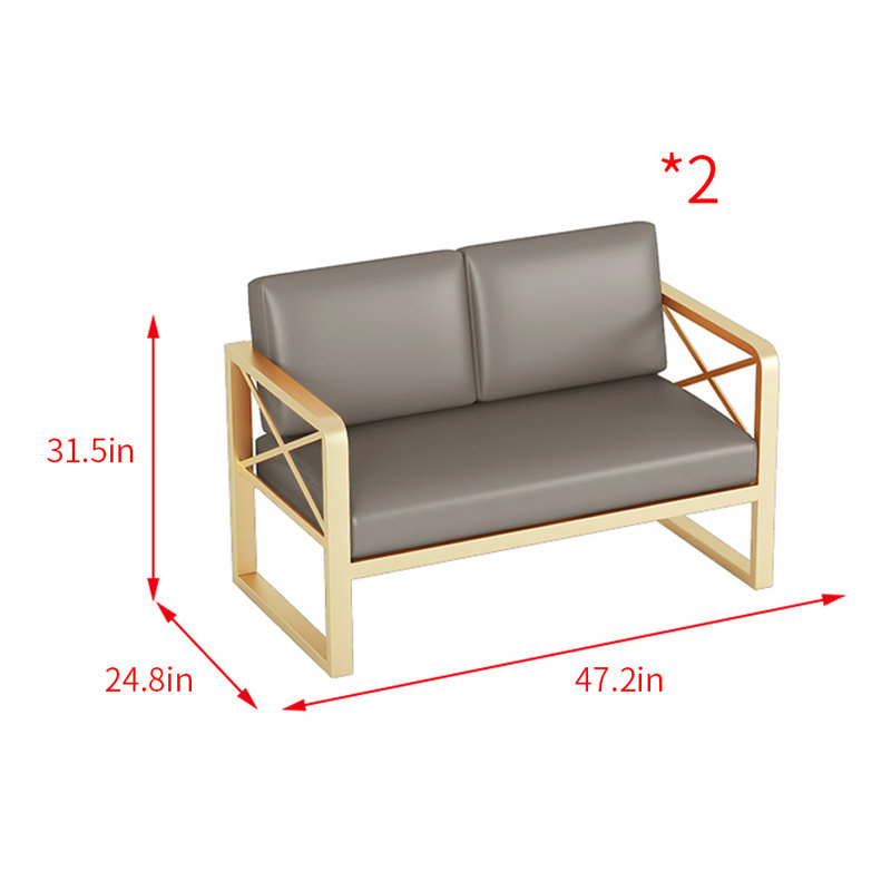Banc rembourré en similicuir, Grey, Gold